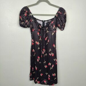 Rat and Boa Josefina Mini Dress Womens Small‎ Black Floral Goth Vampire Romantic
